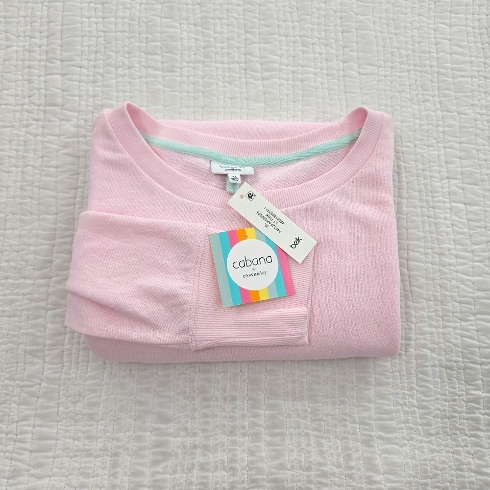 Cabana by Crown & Ivy Dolman Sleeve Sweatshirt Women's XL Light Pink NEW Crew - Picture 13 of 14